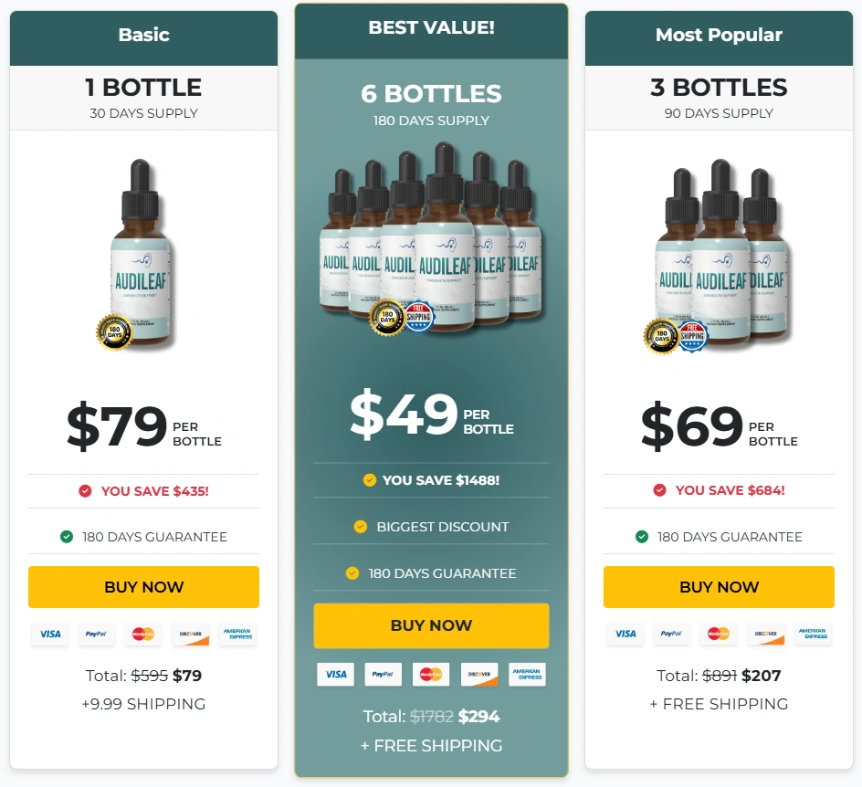 Buy AudiLeaf Supplement - Pricing Plans, Bundle Packages and Discounts